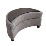 32.7" W Boucle Upholstered Half Crescent Moon Storage Bench Large Ottoman With Tray Serve As Side Table Soft Padded Seat Dressing Shoe Bench Foot Rest For Living Room, Entryway, Hallway（Dark Gray）