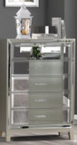 Queen 6 Piece Mirror Front Bedroom set made with Wood in Silver Color