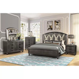 King 6 PC LED Bedroom set made with Gunmetal Copper finish
