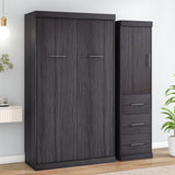 Twin Size Murphy Bed with Wardrobe and Drawers, Storage Bed