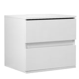 Nightstand with 2 Drawers,USB Charging Ports and Remote Control LED Light-White