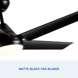 YUHAO 48 In Intergrated LED Ceiling Fan Lighting with Black ABS Blade