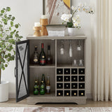 JHX Single door wine cabinet with 16 wine storage compartments (Gray, 31.50" W*13.78" D*35.43" H)