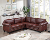 Brown Mid-Century Sectional Corner Sofa L-shape