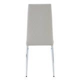 Grid Shaped Armless High Back Dining Chair, 4-piece set, Office Chair. Applicable to DiningRoom, Living Room, Kitchen and Office.Grey Chair and Electroplated Metal Leg