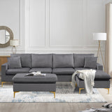 Grey Sectional Sofa with Ottoman