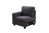 Jocelyn Dark Gray Woven 6Pc Modular L-Shape Sectional Sofa with Ottoman