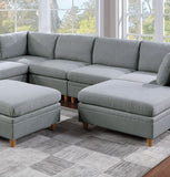Light Grey Sectional with 2 Ottomans