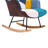 Rocking Chair, Tufted Upholstered Rocking Chair for Nursery, Comfy Wingback Glider Rocker with Safe Solid Wood Base for Living Room Bedroom Balcony