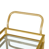 Serving cart， Rolling Bar or Cart for Tea or Cocktail, 2-Tiered Glass and Metal, golden