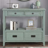 Pine Wood Console Table Entry Sofa Table with 4 Drawers & 1 Storage Shelf for Entryway Living Room Bedroom Hallway Kitchen