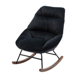Tufted Upholstered Padded Seat Rocking Chair-Velvet Black