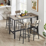 Bar Table Set with 4 Bar stools PU Soft seat with backrest