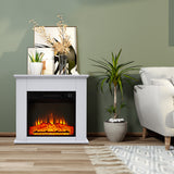 25 Inch 1400W Electric Fireplace Mantel Heater, Freestanding Space Stove with Remote Control & Realistic Flames