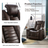 Orisfur. Power Motion Recliner with Adjustable Headrest,  Home Theater Seating with Hidden Arm Storage and Convenient Cup Holder Design