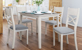 Rustic Wood 5-Piece Kitchen Dining Table Set with 4 Upholstered Padded Chairs