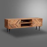 Brown TV Cabinet Herringbone 2 Door