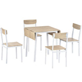 TOPMAX 5-piece Modern Metal Dining Set with 1 Drop Leaf Dining Table and 4 chairs Home Kitchen Furniture Dinette Set (Oak Finish)