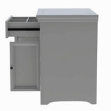 Modern Nightstand with Slide Drawer and Flip Cabinet，Gray