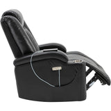 Power Motion Recliner with USB Charge Port and Cup Holder -PU Lounge chair for Living Room,Black(Old Sku:PP194010BAA）