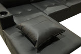 Sectional Sofa Set for Living Room with L Shape  Chaise Lounge ,cup holder and  Left or Right Hand Chaise  Modern 4 Seat (BLACK)