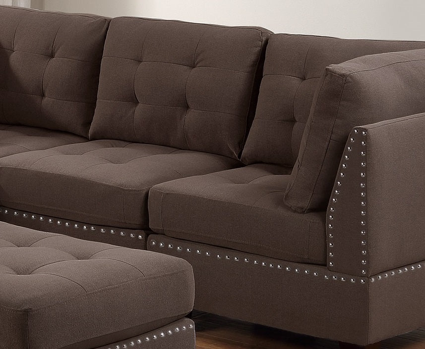 Coffee Sectional Set with Ottoman