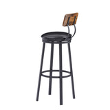 Oval Stool Swivel Bar Stool, Tall Bar Stool With Backrest, Industrial, Thick Iron Frame Footrest, 29.5" High.（Rustic Brown，17.5’’w x 13.4’’d x 40.5’’h）