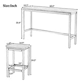 Counter Height Extra Long Dining Table Set with 3 Stools Pub Kitchen Set Side Table