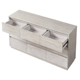 Modern Style Soild Wood 9-Drawer Dresser for Bedroom - Stone Gray
