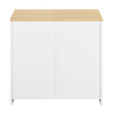 Storage Cabinet with 2 Drawers and Doors, Industrial Accent Kitchen Cupboard, Free Standing Cabinet, Retro Wooden Sideboard, Side Cabinet, for Living Room, Bedroom, Hallway, beige & white
