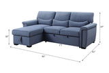 Blue Reversible Storage Sleeper Sectional Sofa, Blue Fabric