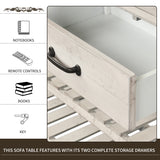 TREXM  Retro Console Table for Entryway with Drawers and Shelf Living Room Furniture (Antique White)