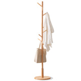 Coat Rack, Wooden Coat Rack / Hat Rack Wall Freestanding with 4/8 Hooks, Easy Assemble Coat Rack Round Base Bracket for Clothes, Hats, Accessories, for Bedroom, Office, Hallway, Entrance