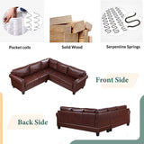 Brown Mid-Century Sectional Corner Sofa L-shape