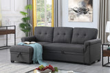 Dark Gray Linen Reversible Sleeper Sectional Sofa with Storage Chaise