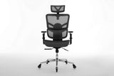 Multifunctional Mesh Office Chair - Adjustable Backrest Height, 4D Arms, Lumbar Support, Headrest and Tilt Angle - Metal Base Quiet Rubber Wheels Ergonomic High Back Computer Desk Chair (Grey)