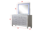 Queen 5 Piece LED Bedroom set made with wood in Silver Color