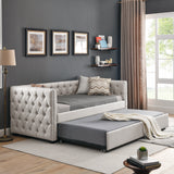 Daybed with Trundle Upholstered Tufted Sofa Bed, with Button