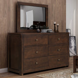 Vintage Aesthetic Solid Wood 6 Drawer Double Dresser in Rich Brown