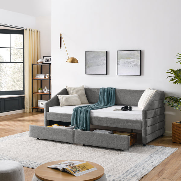 Twin Size Daybed with Two Drawer Trundle