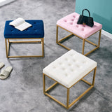 Velvet Shoe Changing Stool, Footstool, Square Cushion Foot Stool, Sofa stool, Rest stool,Low Stool .Step Stool, Small Footrest .Suitable for Clothes Shop,Living Room, Porch, Fitting Room.Pink Bench