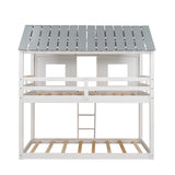 Twin over Twin Size Low Bunk Beds with Roof
