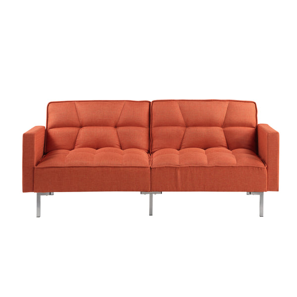 Orange Modern Convertible Folding Futon Sofa Bed
