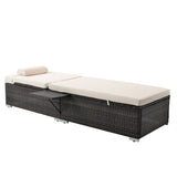Outdoor Wicker Chaise Lounge - 2 Piece patio lounge chai; chase longue; lazy boy recliner; outdoor lounge chairs set of 2 beach chairs, recliner chair with side table