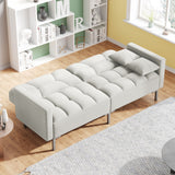 White Convertible Folding Futon Sofa Bed for Compact Living Space