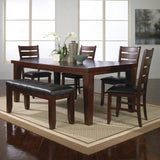 Contemporary 6pc Dining Set 18" Extendable Leaf Table Leather Look
