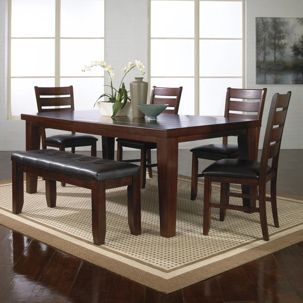 Contemporary 6pc Dining Set 18" Extendable Leaf Table Leather Look
