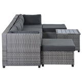 7 Piece Rattan Sectional Seating Group with Cushions, Outdoor Rattan Sofa NEW!