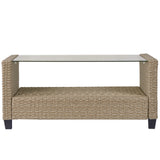 Outdoor, Patio Furniture Sets, 4 Piece Set Wicker Ratten Sectional Sofa with Seat Cushions