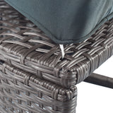2-Piece All-Weather Wicker Conversation Set Rattan Sofa Set Outdoor Patio Half-moon Sectional Furniture Set w/ Side Table for Umbrella, Gray Rattan+Gray Cushion